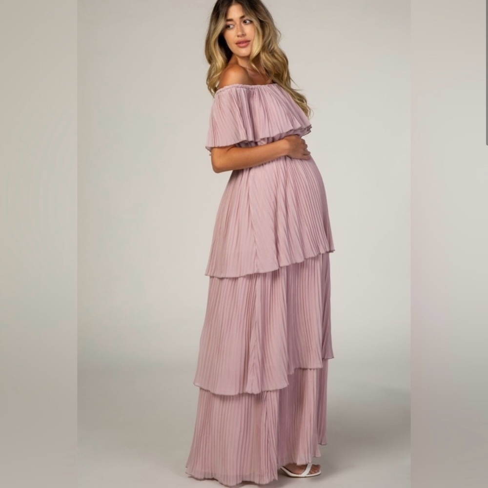 Pinkblush Maternity Off-Shoulder Pink Maxi Dress